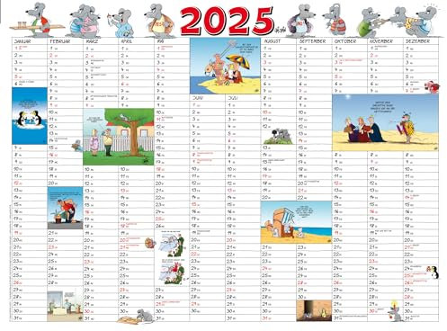 Uli Stein Kalender 2026 - Jahresplaner + Aufkleber-Geschenk - Wandkalender für 2025 - Jahreskalender 2026 mit witzigen Motiven - Cartoon Kalender