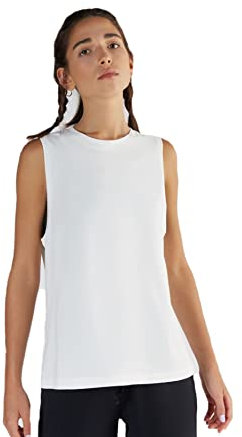 Damen Top Bio-Baumwolle Tanktop Tencel Modal T-Shirt 1211-(Weiß, S)