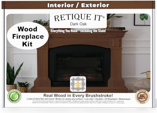 Wood'n Stain, Wood Finished Kit - Go Beyond Faux Wood to Real Wood with Gel Stain containing Real Wood in it (2. Fireplace, 35 Dark Oak)