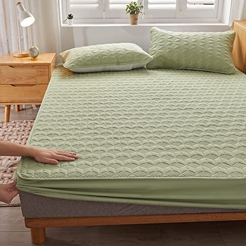 JIANINGHOME Bedding Gesteppte Matratzenauflage - Weich Mikrofaser Matratzen Topper - Matratzenschoner Unterbett auch für Boxspring-Betten,90x200,grün,Gesteppte Matratzenauflage