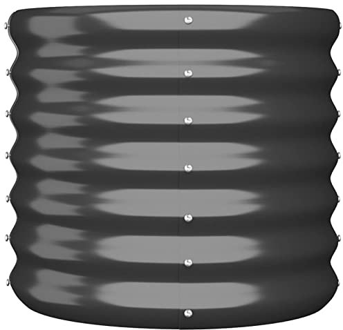 Tidyard Pflanzkübel Blumenkübel Hochbeet Blumenkasten Pflanzgefäß Pflanzkasten Blumentopf Garten 40 x 36 cm (Durchmesser x H) Pulverbeschichteter Stahl,Rundes Pflanzgefäß Anthrazit