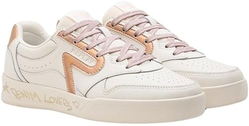 Replay Damen Sneaker aus Leder, Elfenbein (Tofu Nude 3374), 37