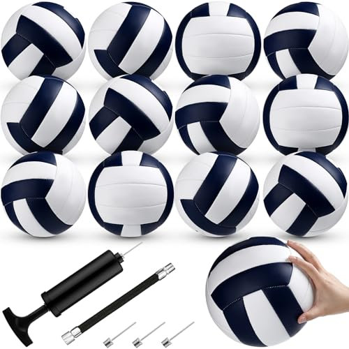 Wettarn Volleybälle in offizieller Größe 5, weich, Freizeit-Volleybälle mit Pumpe, reguläre Größe, Volleybälle für Anfänger, drinnen und draußen, Strand, Fitnessstudio, Pool, Sandsport, Marineblau,