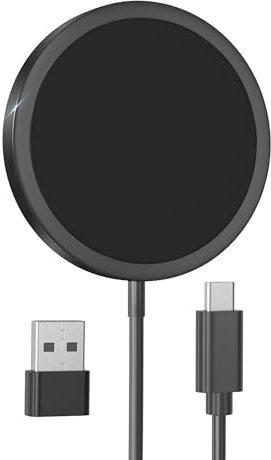 MagEase Magnetic Wireless Charger, 15W Wireless Charger Mag-Safe Compatible with iPhone 16/15/14/13/12 Series and AirPods 4/3/2/Pro (Black)