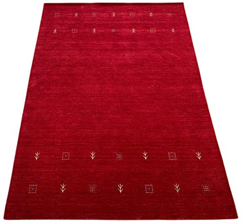 Gabbeh Teppich Rot 100% Wolle Orientteppich Handgewebt Loom Brücke G543 T6 (Maße: 200X300 cm)