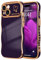 LCHULLE for iPhone 15 Case for Women Girls,Cute Curly Wave Frame Shape Love Heart Pattern Phone Case,Raised Camera Protection Case ​Luxury Plating Shockproof Cover for iPhone 15 6.1,Dark Purple