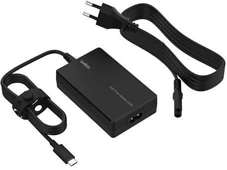 Belkin Adaptador de alimentación USB-C GAN de 100 W Core Connect, Carga rápida, Power Delivery, Cable de 2,5 m, para Consolas de Videojuegos, portátiles Windows, MacBook Pro y Chromebook