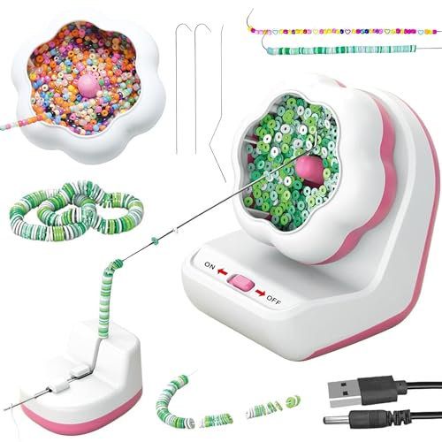 Clay Bead Spinner, Electric Bead Spinner Kit with 3 Beading Needles, Seed Bead Spinner for Jewelry Making Clay Beads Bracelets Necklace Waist Beads Making DIY Gifts