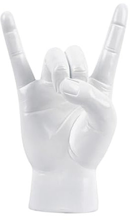 Gralara Stein Handzeichen Skulptur Künstlerische Finger Deko für Zuhause, Weiß, rechts