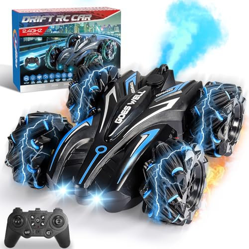 Dislocati Remote Control Cars for Kids, 2.4ghz Rotate 360° Rc Drift Car with Music Light Kids Toys 5 6 7 8 9 10 11 12 Year Old Boys Gifts Kids Car Toys Rc Car Toys for 6-10 Year Old Boys Blue