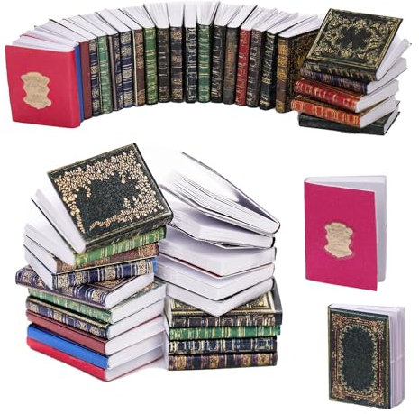 48 Stück Miniatur Puppenhaus Bücher, Maßstab 1:12, Mini Bücher Puppenhaus Dekoration Rollenspiel Spielzeug Verschiedene Puppenhaus Zubehör Modell Puppenspielzeug Zubehör zum Basteln (2 Stile)