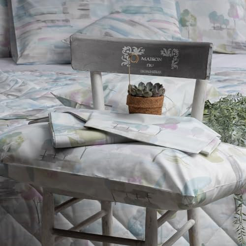 Cassera Casa - Lenzuola Parure Letto, Percalle Puro Cotone 200TC, Astratto Matrimoniale, Made in Italy, Federe 50x80cm + Lenzuolo Sopra 260x290, Disegno En Plain Air