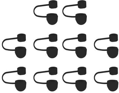 Sourcing Map 10pcs Black Silicone Straw Covers, Dust-Proof, Removable, Fits 8mm Straws