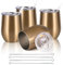 Joymaking Reusable Coffee Cup, Double Walled -Insulated Travel Mug Vacuum Stainless Steel Wine Tumbler with Spill Proof Lid, Great for Hot Cold Drinks Coffee Wine, 4 Piece Set 12 Oz Gold