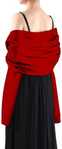 AOCZZ Stola Damen Festlich Schals für Damen Rot Bolero Seide Satin Stola Sommerschal für Abendkleid Brautkleider (Rot)
