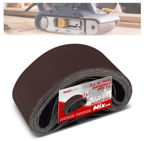 Set di nastri abrasivi 75 x 457 mm, confezione da 15 pezzi con grana 80/120/150/240/400, nastri abrasivi in ossido di alluminio per la lavorazione del legno