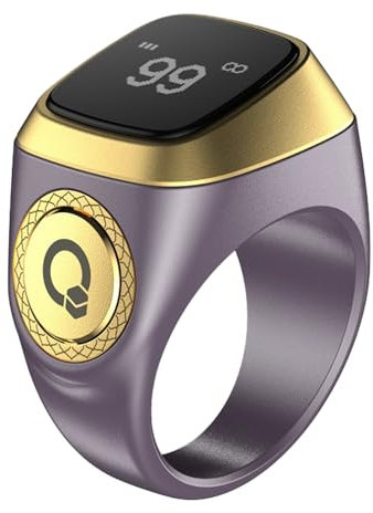 Al salama Smart Tasbih Zikr Ring, 20mm Muslim Digital Azan Wecker, Tasbih Zähler Smart Ring (Lila)