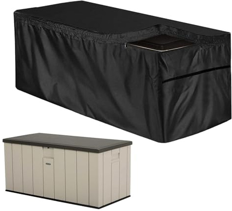 Generisch Garten Kissentruhe Abdeckung Für Gartenmöbel Allzwecktruhe Kissenbox Abdeckung Auflagenbox Schutzhülle Gartenbox Abdeckplane Gartentruhe Schutzplane Abdeckhaube Wasserdicht UV- Sowie