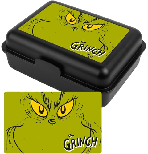 United Labels Grinch - Contenitore per il pranzo con scomparti, 1200 ml, colore nero, per bambini e adulti, con divisorio