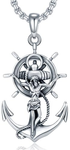 PARYFO Jesus Anker Halskette 925 Sterling Silber Anker Kompass Anhänger Silber Heiliges Amulett Halskette Anker Schmuck Religiöse Weihnachten Geschenke für Männer Frauen
