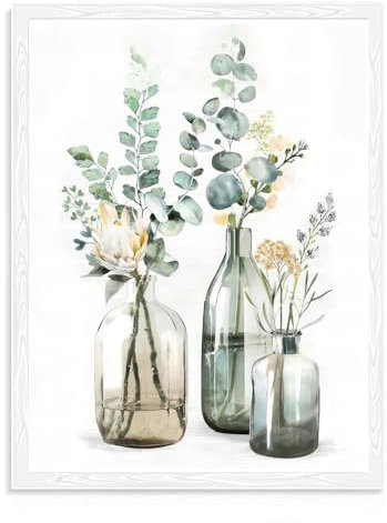 Dazzlewall Botanical Bathroom Decor Wall Art Bottles and Plants Floral Print Canvas for Bedroom Farmhouse Living Room 12x16 in Unframed