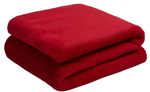 Brentfords Fleece Throw Blankets Kids, Ultra Soft Fleece Blanket Small Fluffy Warm Throw Over Bedspread Single Beds Sofas Couch Kids Bedroom Blanket - Red, 120 x 100cm