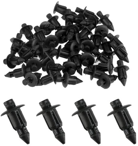 50 Stück kunststoffnieten für Befestigung,spreiznieten Kunststoff Durchmesser 6mm,Kunststoff Nieten Halteklammern,Spreiznieten Ersatz für Auto, Honda, Yamaha, Suzuki, Kawasaki, Schwarz