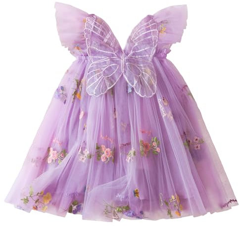AIEOE Neonata Bambina Principessa Vestito con Fiocco Tulle Elegante Vestiti Senza Maniche per Viaggio Carnevale Fotografia per 1-2 Anni Viola