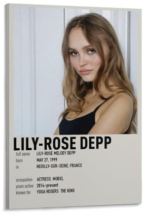 TULAOJI Lily-Rose Depp Poster, Schlafzimmer, Prominente, dekorative Gemälde, Rahmen-Stil, 60 x 90 cm