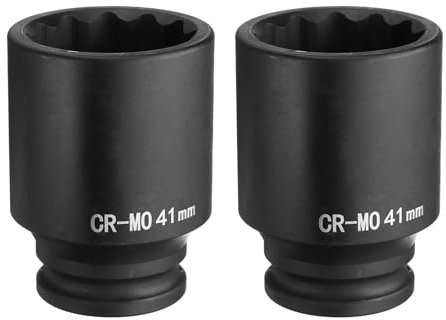 sourcing map 2Pcs 12-Point Deep Impact Socket 1/2 Inch Drive 41mm Metric Chrome Molybdenum Alloy Steel Spindle Axle Nut Impact Socket