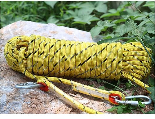 Corde d'escalade statique de 12 mm, 100 m avec 2 crochets en acier, corde d'évasion de sécurité pour randonnée
