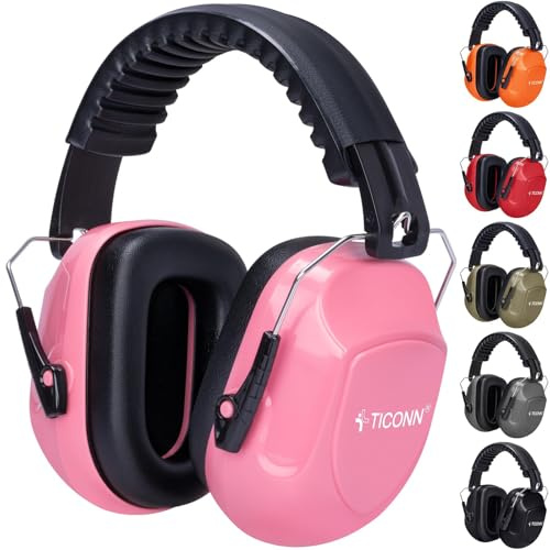 TICONN Noise Cancelling Ear Muffs for Adults, SNR 33dB Hearing Protection, Adjustable Safety Earmuffs for hunting, Construction (Soft Pink)