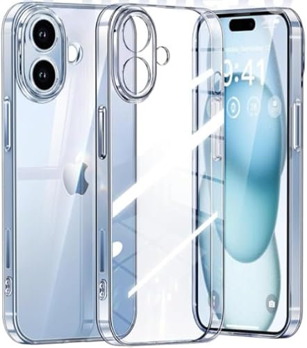 N NEWTOP Custodia Compatibile con Apple iPhone 16, Morbido TPU CLEAR Silicone Anti Graffio Trasparente Slim Sottile Flessibile Proteggi Bordo Fotocamera Posteriore Case Vetro (Solo Cover)