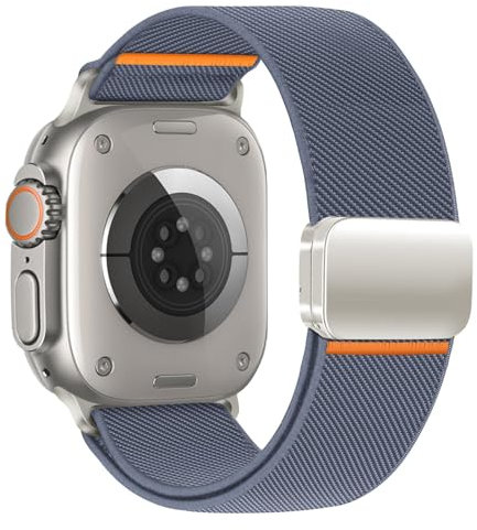 Stretchy Magnetic Straps for Apple Watch Ultra 3/2 Strap 49mm 46mm 45mm 44mm 42mm 41mm 40 38 mm iWatch Men/Women,Elastic Nylon Fabric Sport Replacement Band for Apple Watch 11 10 9 8 7 6 5 4 3 SE 3/2