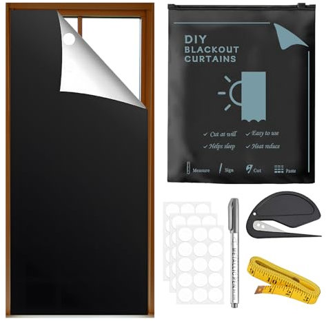 Tenda oscurante per finestre, 200 x 145 cm, senza fori, resistente ai raggi UV e protezione solare, 100% impermeabile, oscurante, per lucernari e cameretta dei bambini