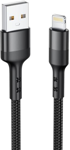Câble iPhone, Chargeur iPhone 1M Cable Lightning Certifié MFi Cable iPhone USB Nylon Tressé Fil Chargeur iPhone Charge Rapide Cordon pour iPhone 14 13 12 11 Pro Max Mini XS XR X 8 7 6 6s SE, iPad