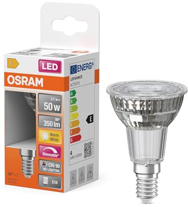 Osram LED-Spot Reflektor Superstar PAR16 50 dimmbar, 2700 K warmweiß, 3,7 W, E14,36°, 350 lm, 15.000h, für Spotbeleuchtung, Akzentlicht, kleine Fassung