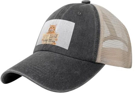 YUBVCF Lese-Zeitung, Kätzchen-Druck, Cowboy-Hut, verstellbar, klassisches Design, Netzrücken für Atmungsaktivität, Einheitsgröße für den Außenbereich, Schwarz , Einheitsgröße