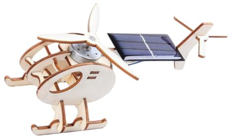 Solar Holz Hubschraubermodell 1 Satz Metall Holz Selbstgemacht Bausatz | Solar Spielzeug Bausatz, Selbstgemacht Flugzeugmodell mit Bastelmontage, für Bücherregal und Schreibtisch