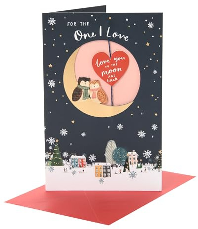 UK Greetings Weihnachtskarte für die, die ich liebe, Weihnachtsgeschenke, für Sie/Ihn, Eulen-Design, mit Umschlag, 22,9 x 14,9 cm