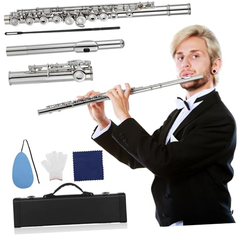 FRCOLOR C flöte für Schüler Vernickelte Geschlossene Tonlöcher Handpoliert Luftdicht und Langlebig Kindgerechtes Musikinstrument für Schule und Anfänger Silberfarben