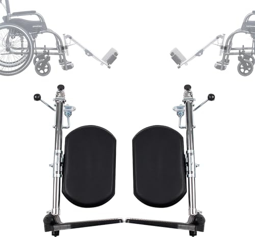 YUZINO 1 Pair Anhebbare BeinstüTzen FüR RollstüHle, Universell PU + Schwamm Fuß- BeinstüTzen FüR RollstüHle Scooter, 90°-180° Winkel 39-45cm LäNge Verstellbarer TräGer 100 Kg FüR Behinderte Und Alte