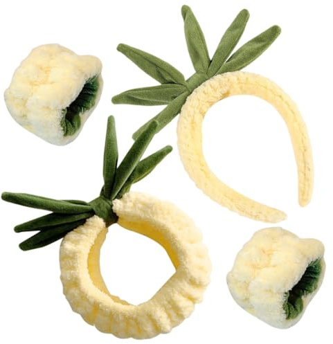 PACKOVE Stirnband und Armband Satz Ananas aus Elastischem Material für Gesichtspflege und Yoga Alltagsgebrauch für Damen