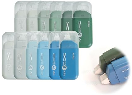 NETFLO 12 PCS Double Sided Craft Adhesive Roller 6mmx5m Craft Glue Tape | for Scrapbooks Card Making Handmade Journals Envelopes and Photographs (Gradient Blue and Gradient Green )