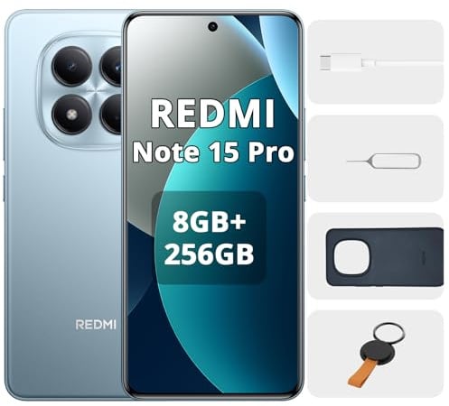 XIAOMI REDMI Note 15 Pro 4G-8+256GB Smartphone,display AMOLED 1,5K da 6,83,MediaTek Dimensity 7400-Ultra,fotocamera da 200 MP,batteria da 6500 mAh,Glacier Blue