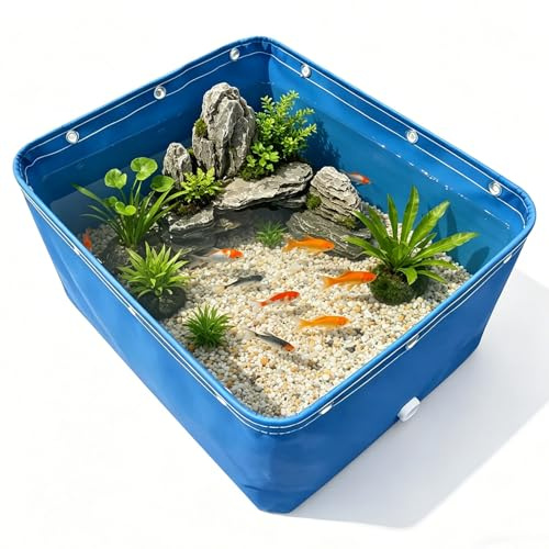 Estanque De Peces De Lona De PVC Plegable Engrosado, Cisterna De Cría con Válvula De Drenaje Contenedor De Almacenamiento De Agua Al Aire Libre para Piscina Rectangular Sobre El Suelo(3x2x1.0m)