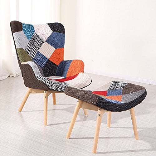 Designetsamaison Fauteuil scandinave Patchwork - Stockholm