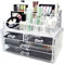 Taylor & Brown Clear Acrylic Makeup Organiser Storage Stand for Cosmetics, Nail Polish, Varnish, Stationary, Arts and Crafts, Makeup Brush Set Holder, Jewellery - 20 Sections with 4 Drawers