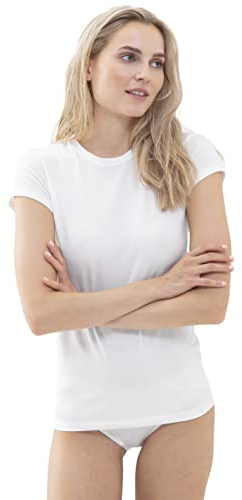 Mey Damen Kurzarm Top Baumwolle Serie Cotton Pure | Legere Passform, Rundhalsausschnitt mit Turtleneck, Halbarm, Natürliches Tragegefühl, Gr. 36-46
