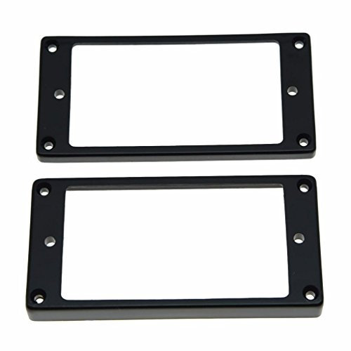 Dopro Lot de 2 micros Humbucker Anneau Pickup Cadre de montage ou incurvé Fond plat 35 pour le cou Pickup et 79 pour micro Chevalet Flat Bottom noir